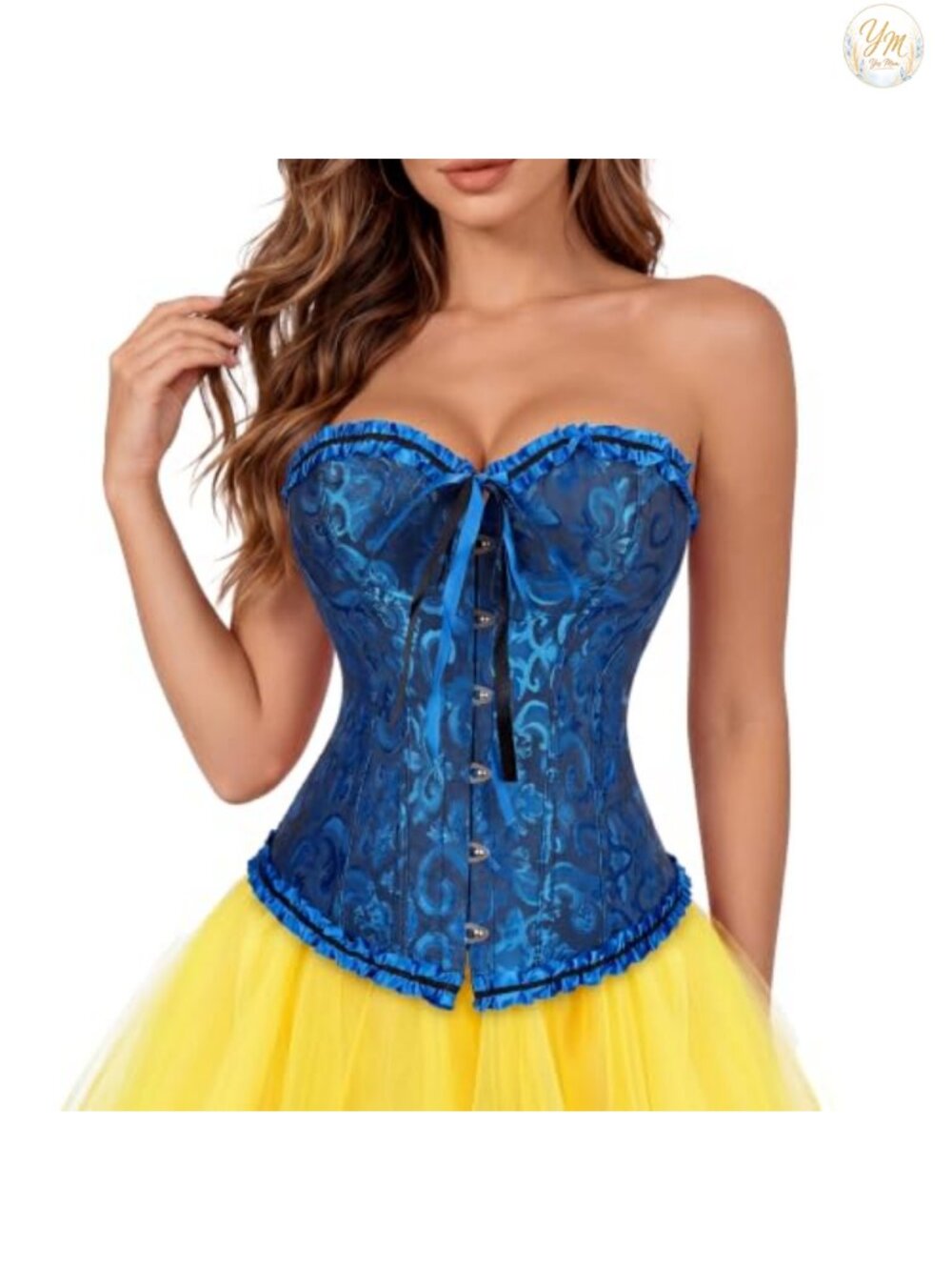 Victorian Overbust Corset Top Floral Brocade Lace-Up Bustier